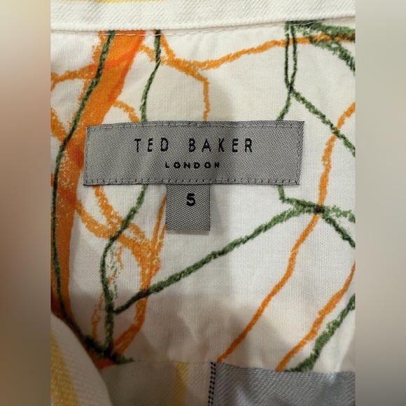 Ted Baker Blue Off White Vertical Stripe Short-Sleeve Lightweight Shirt Size 5 - Picture 4 of 6